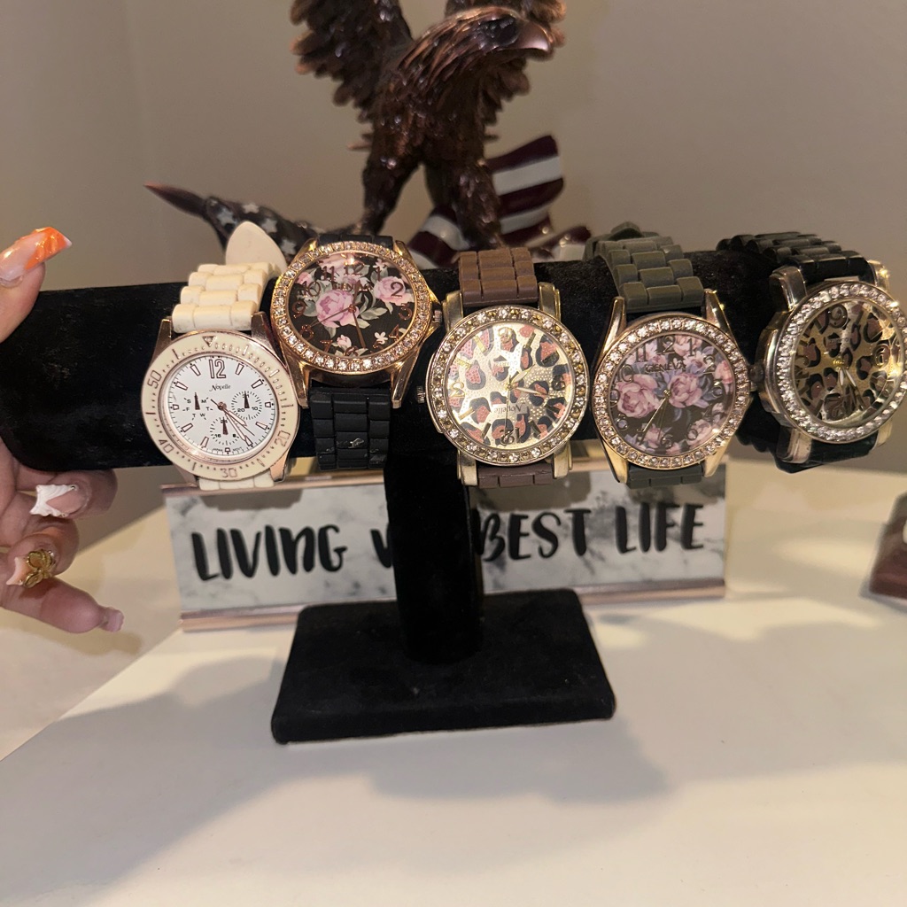 Set Of Stylish Watches With Animal Print Dials